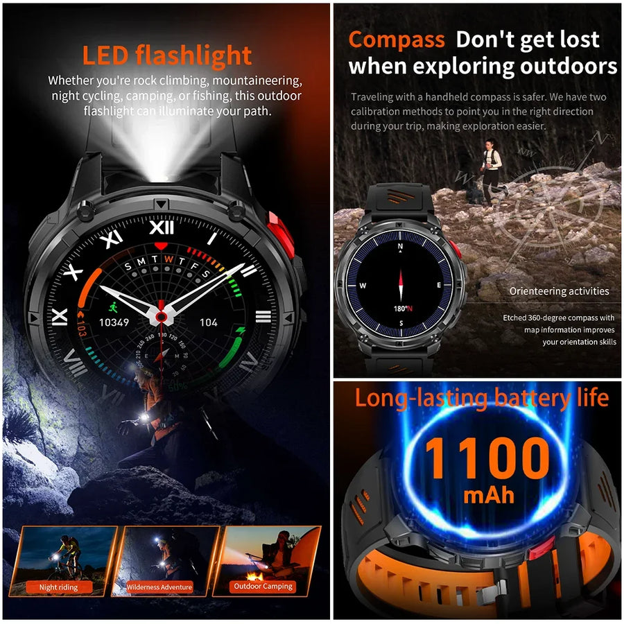 Men’s Pro Smartwatch – Waterproof Design with Fitness & Call Features
